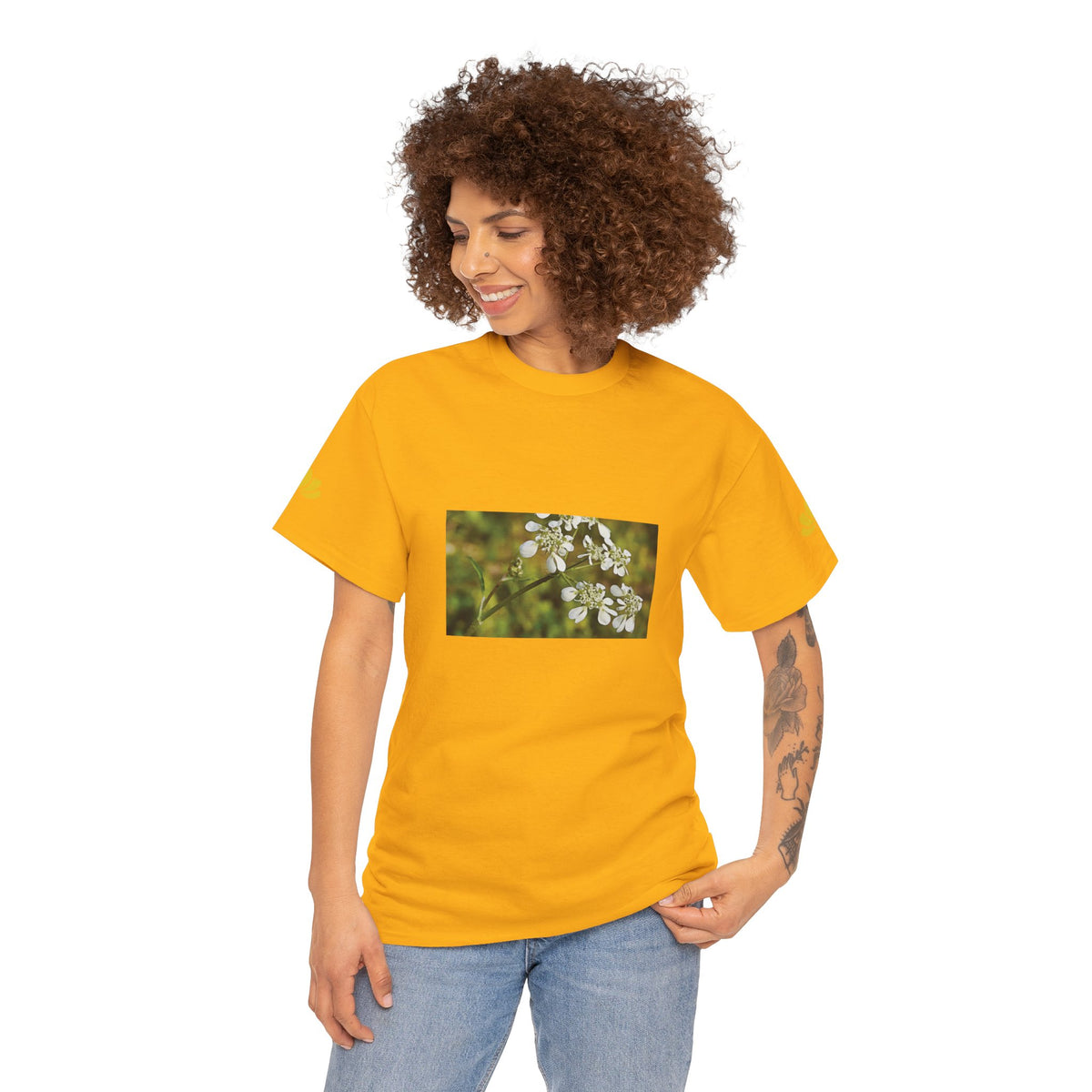 Unisex Heavy Cotton Tee - Flower, White