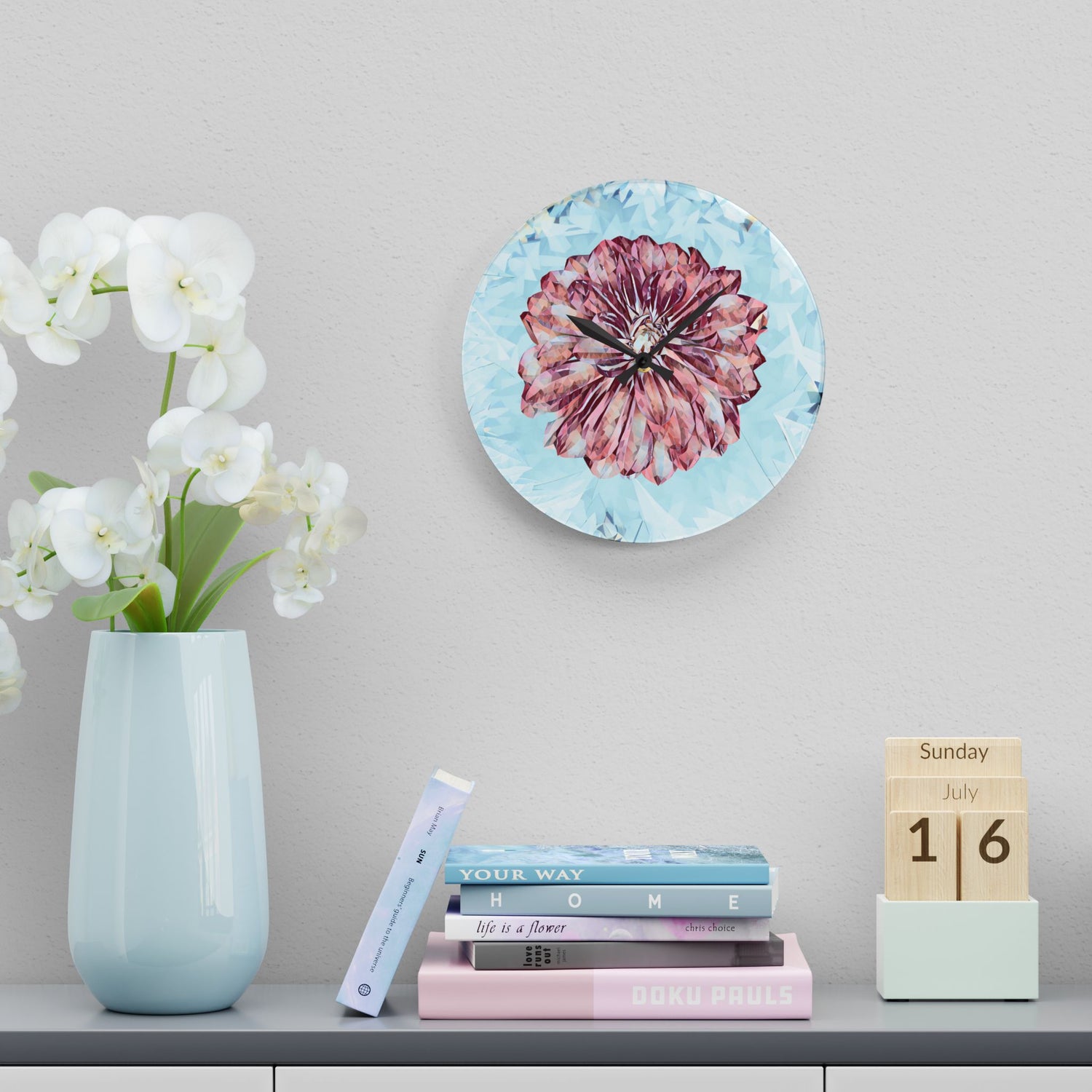 Acrylic Wall Clock - Poly Art - Flower of Dahlia (Variant 2)