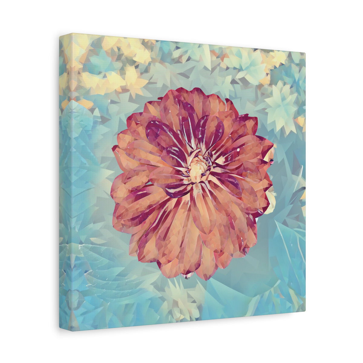 Stretched Matte Canvas - Poly Art - Flower of Dahlia (Variant 1)