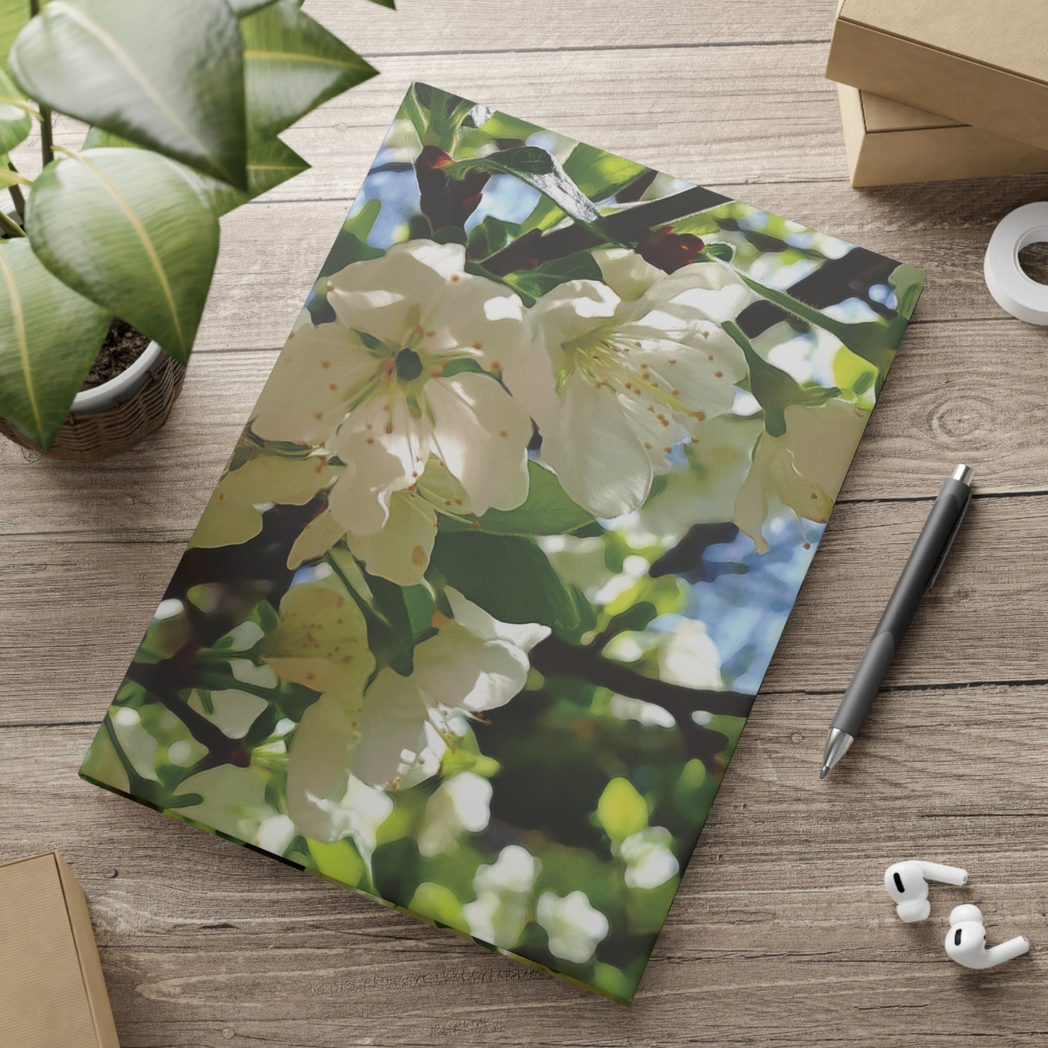 Hardcover Notebook with Puffy Covers - Apples' Tree Flower