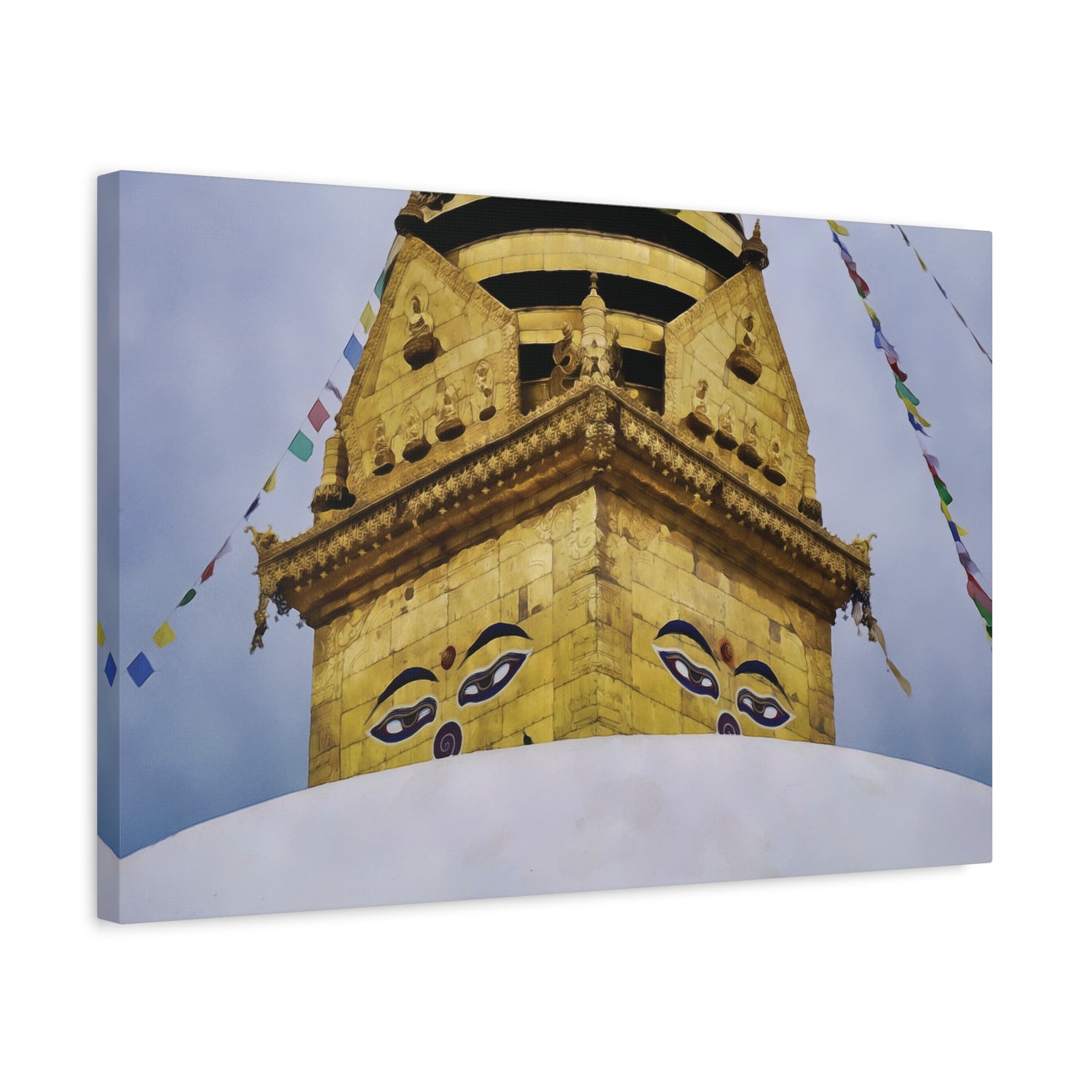 Stretched Matte Canvas - Nepal, Stupa with Buddha's Eyes (Variant 2)