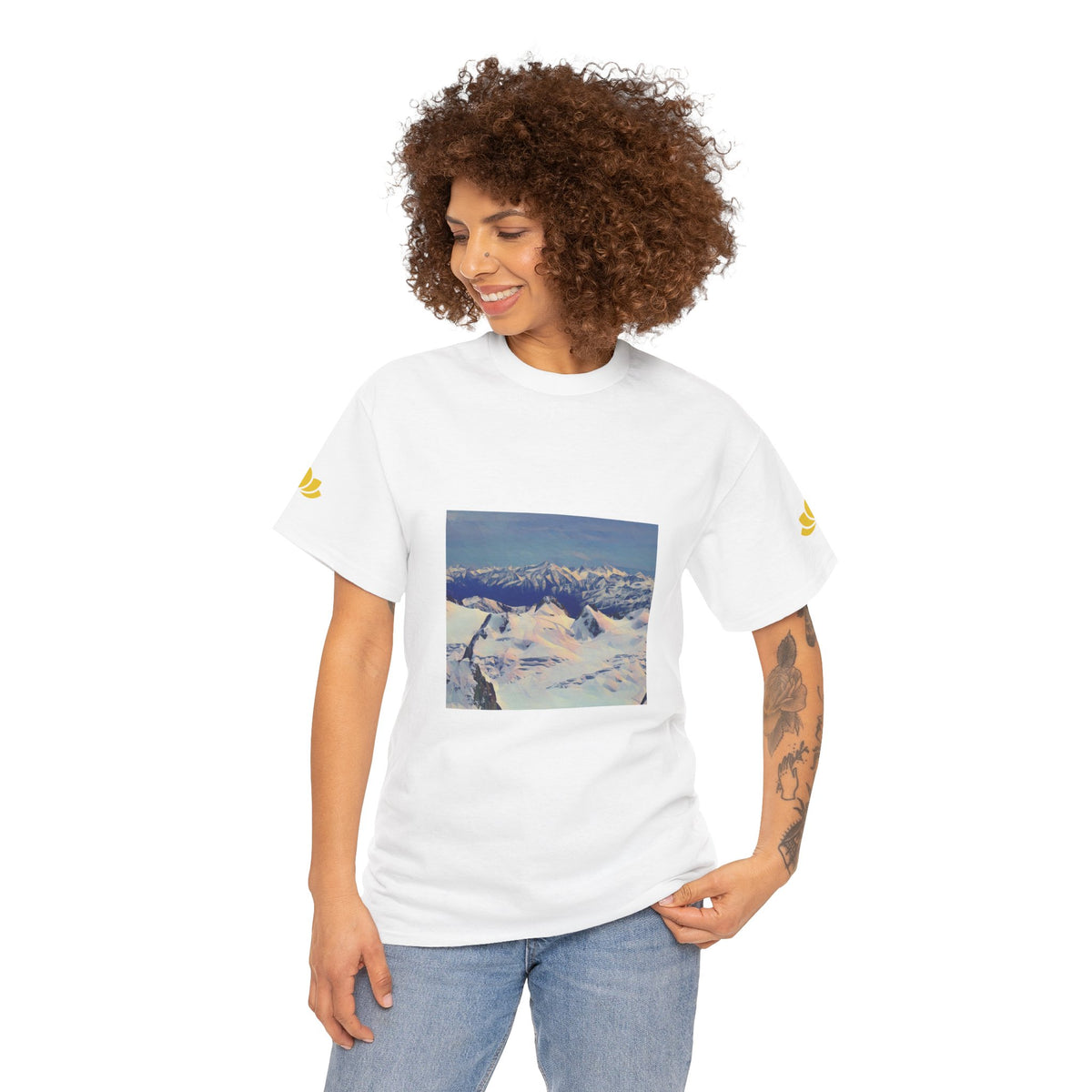 Unisex Heavy Cotton Tee - Poly Art - View from Mont Blanc