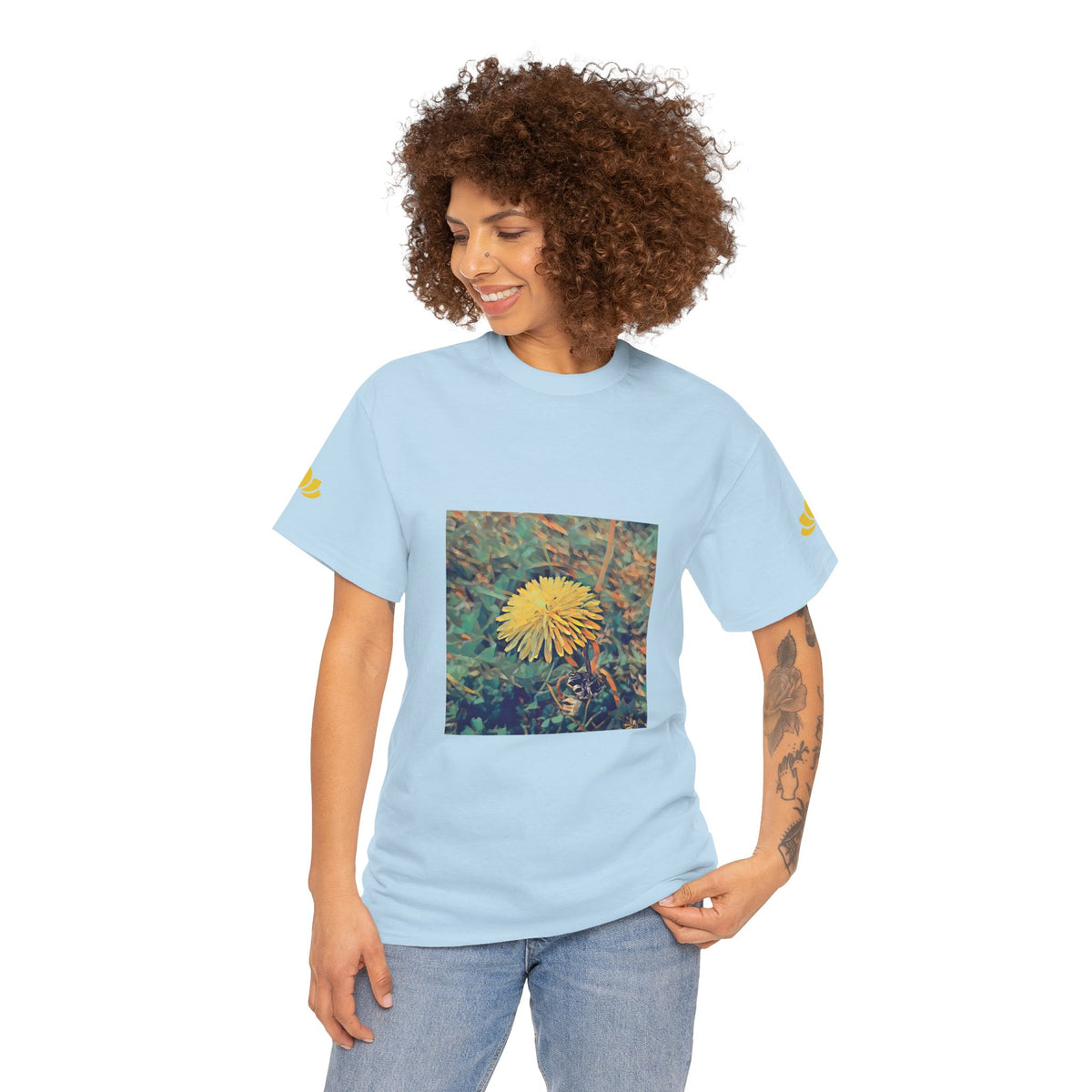 Unisex Heavy Cotton Tee - Poly Art - Flower of Dandelion (Variant 1)