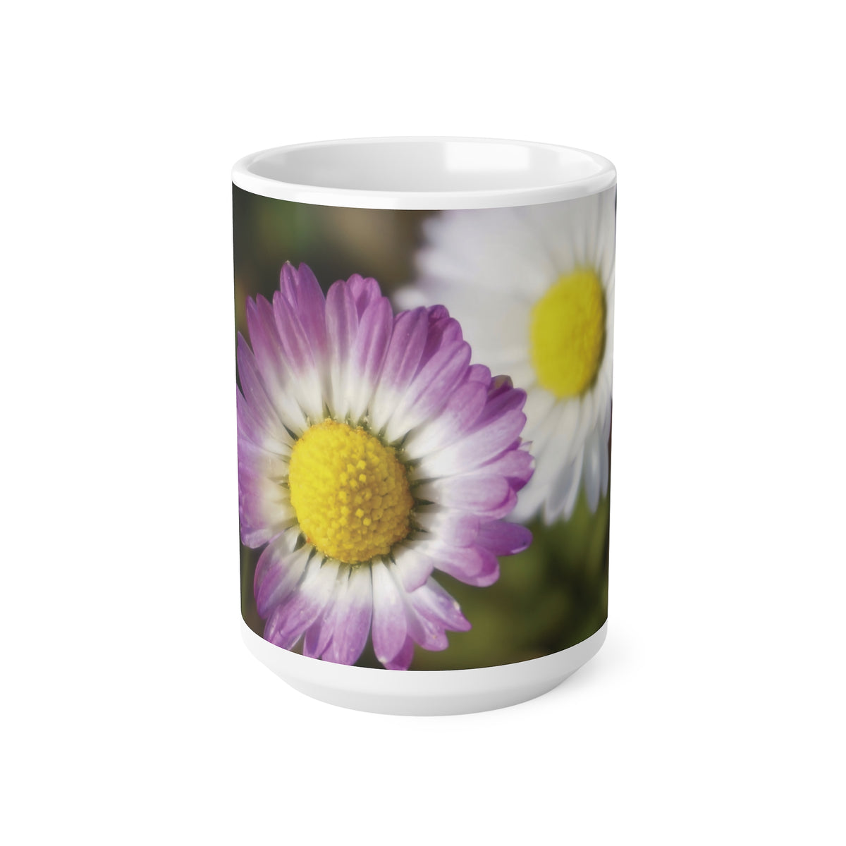 Ceramic White Cup 15oz - Flower of Daisies