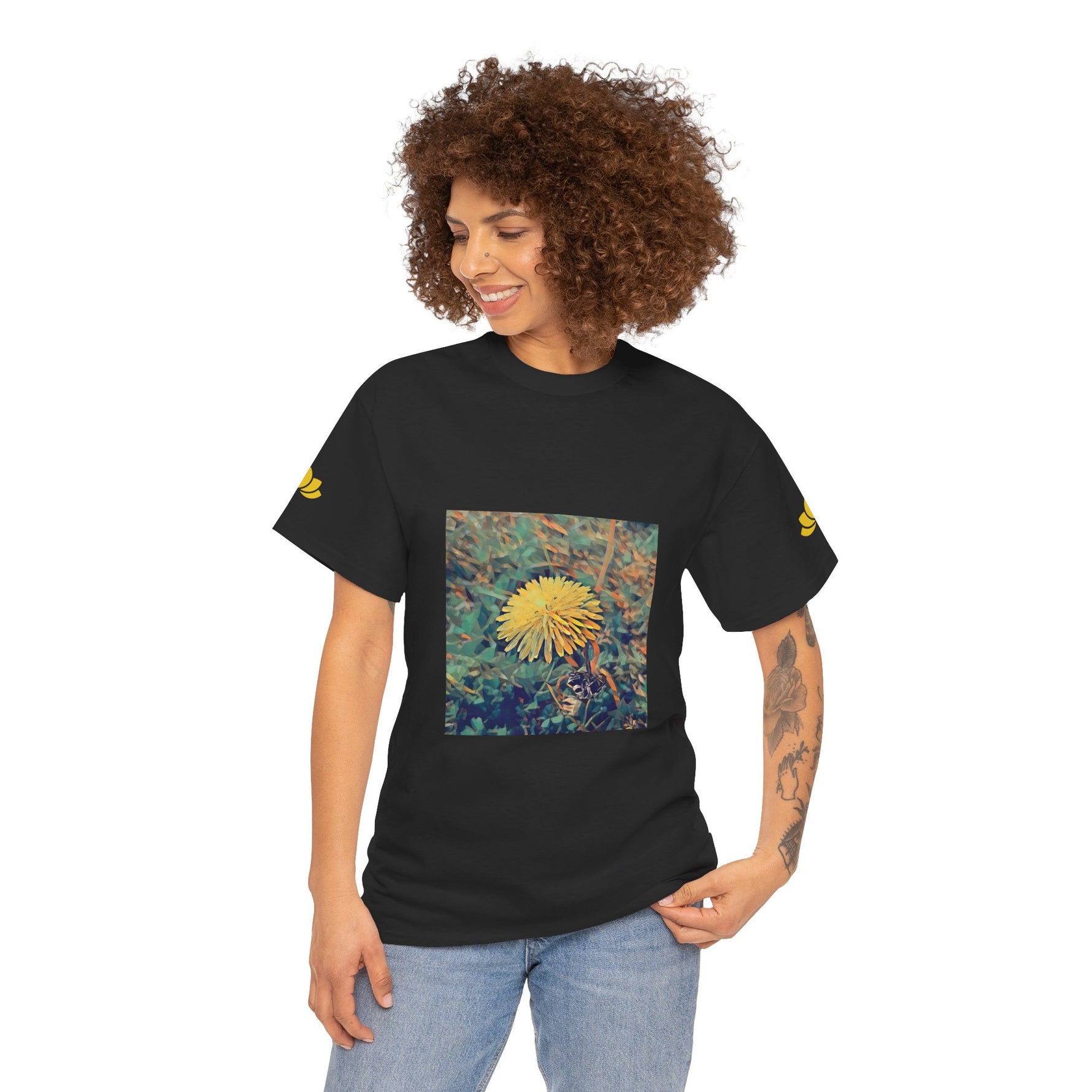 Unisex Heavy Cotton Tee - Poly Art - Flower of Dandelion (Variant 1)