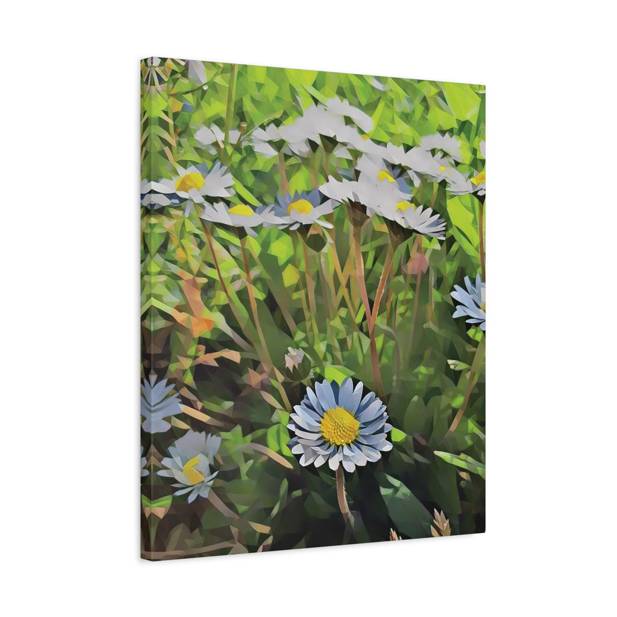 Stretched Matte Canvas - Poly Art - Flower of Daisies (Variant 1)
