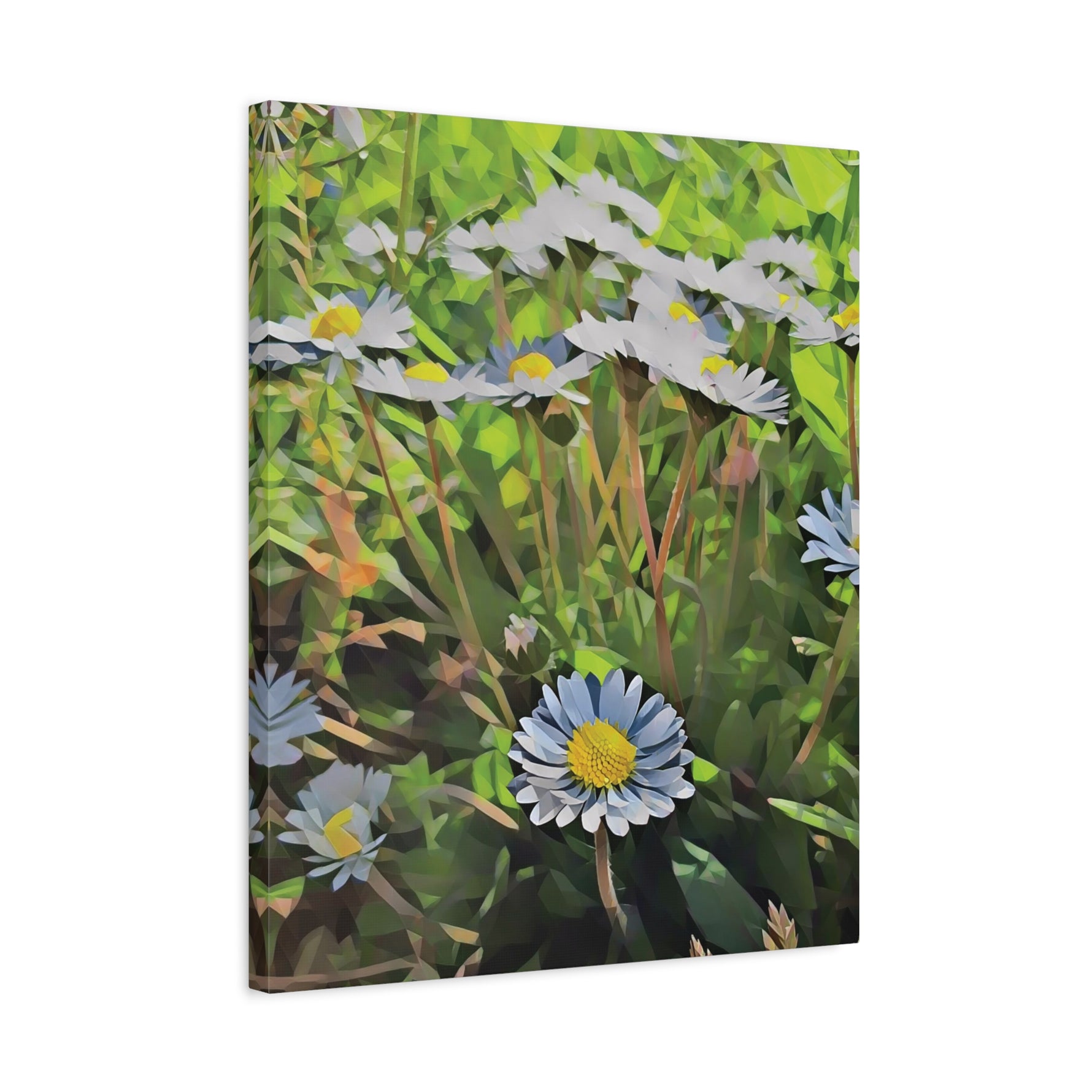 Stretched Matte Canvas - Poly Art - Flower of Daisies (Variant 1)