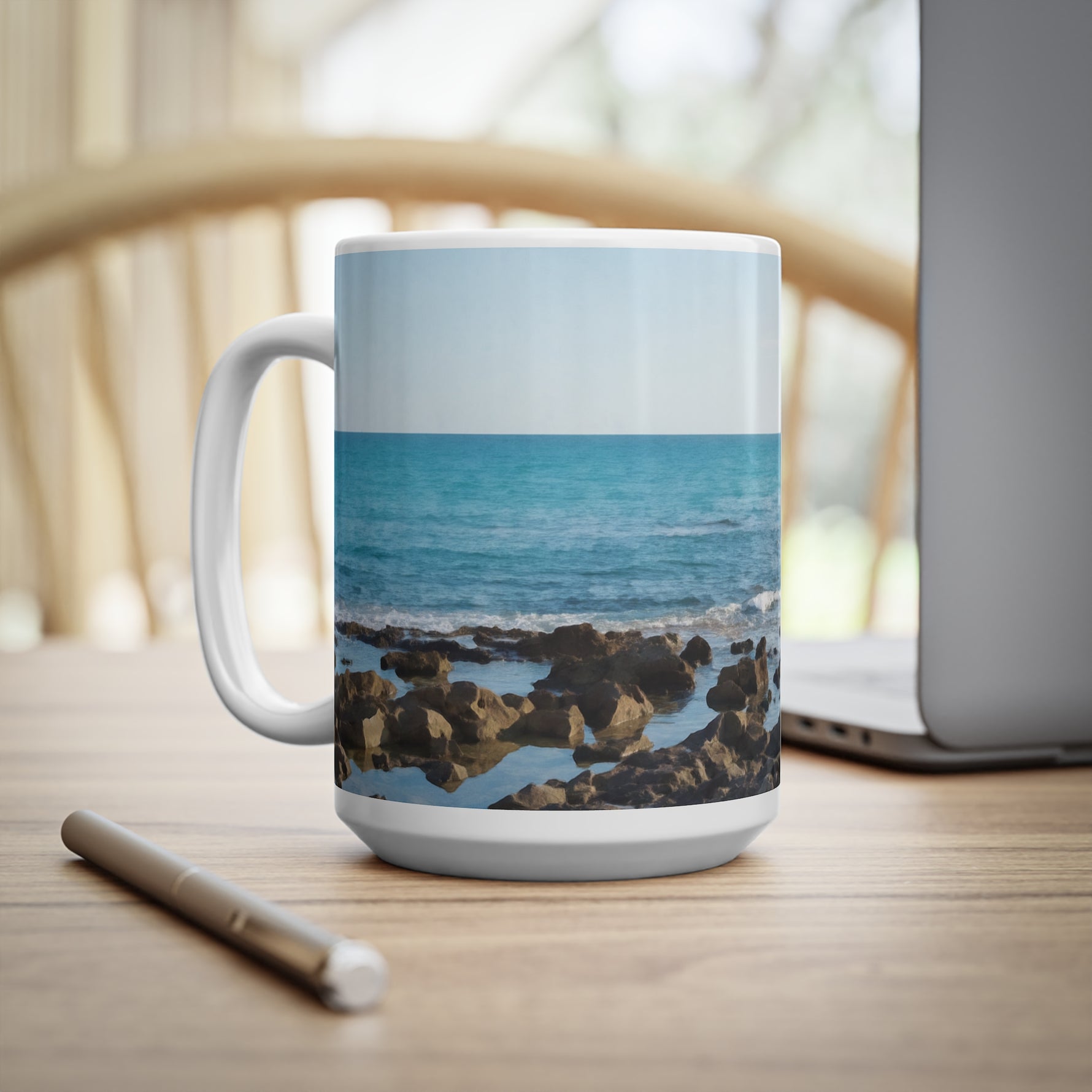 Ceramic White Cup 15oz - Sea (Variant 08)