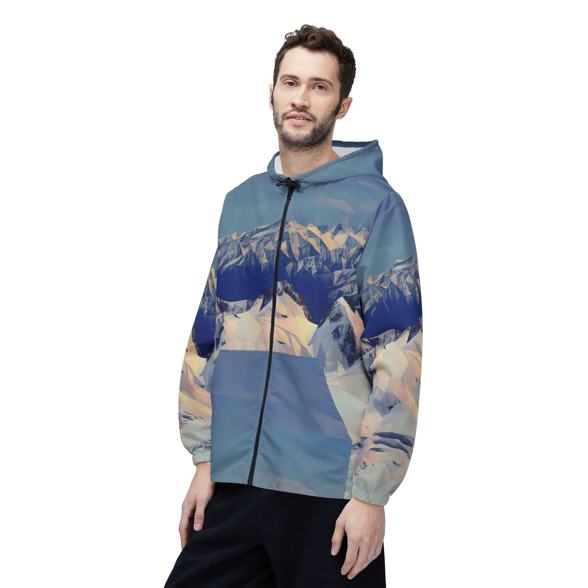 Windbreaker Jacket - Poly Art - View from Mont Blanc