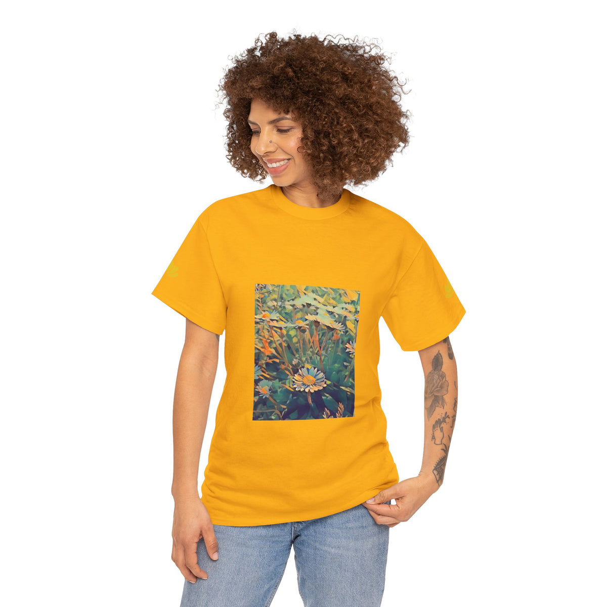 Unisex Heavy Cotton Tee - Poly Art - Flower of Daisies (Variant 2)