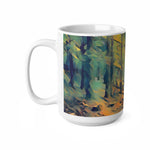Ceramic White Cup 15oz - Poly Art - Forest, a Path (Variant 2)