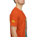 Unisex Heavy Cotton Tee - Poly Art - Flower of Dahlia in Red