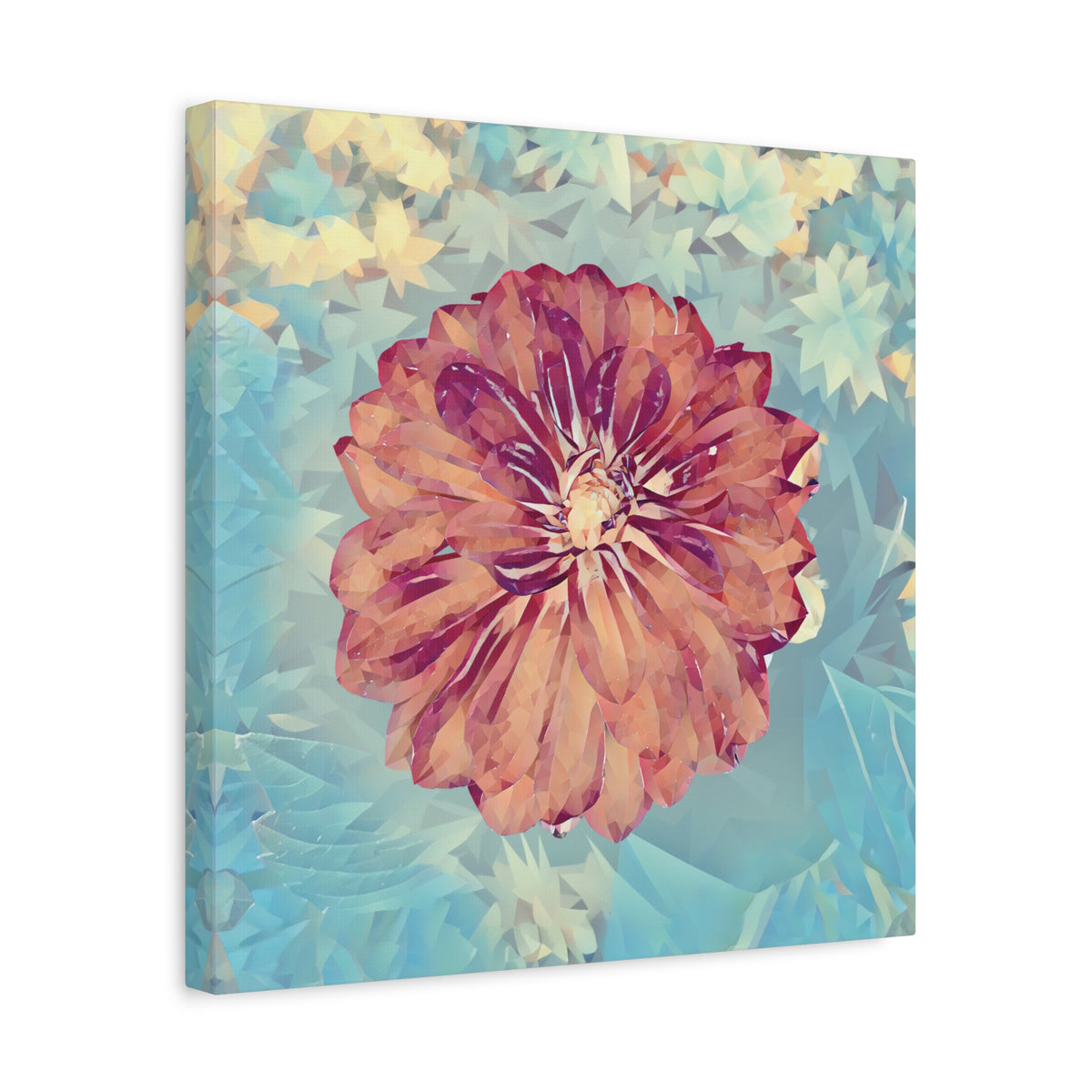Stretched Matte Canvas - Poly Art - Flower of Dahlia (Variant 1)