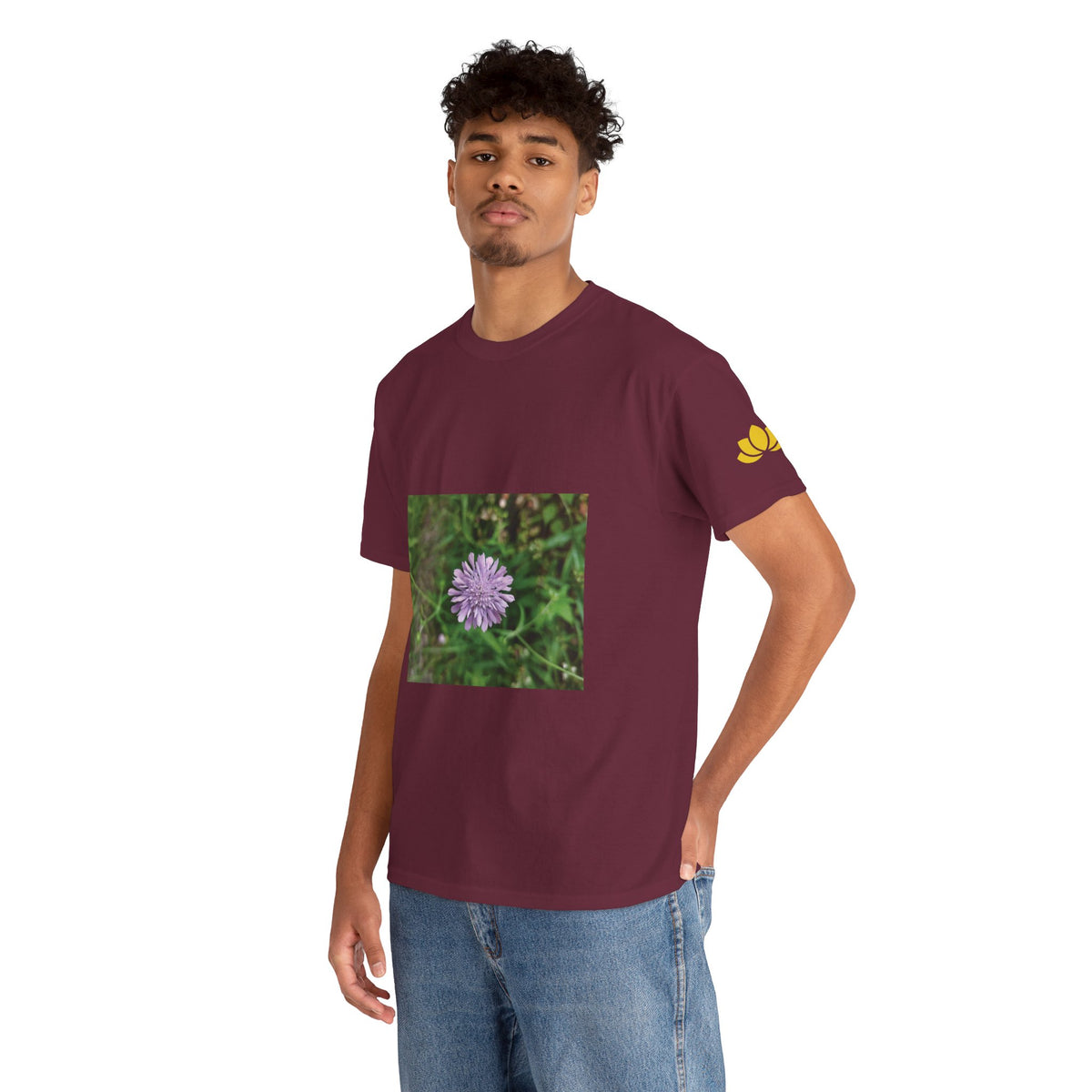 Unisex Heavy Cotton Tee - Flower of Knautia Integrifolia (Ambretta Annuale)