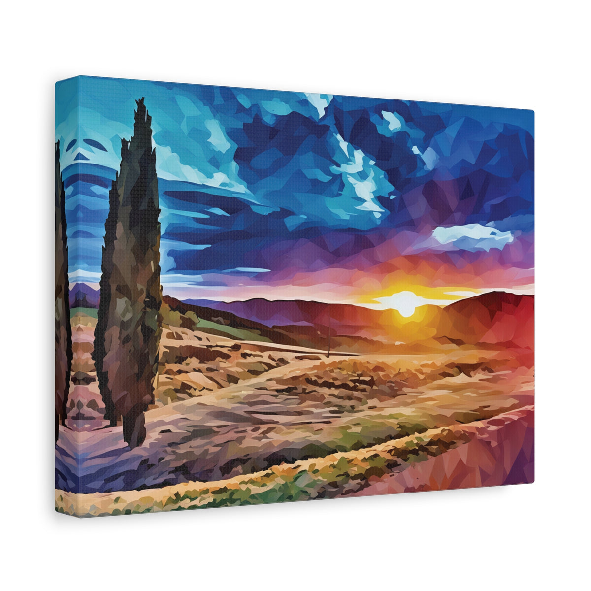 Stretched Matte Canvas - Poly Art - Tuscan Landscape (Variant 2)