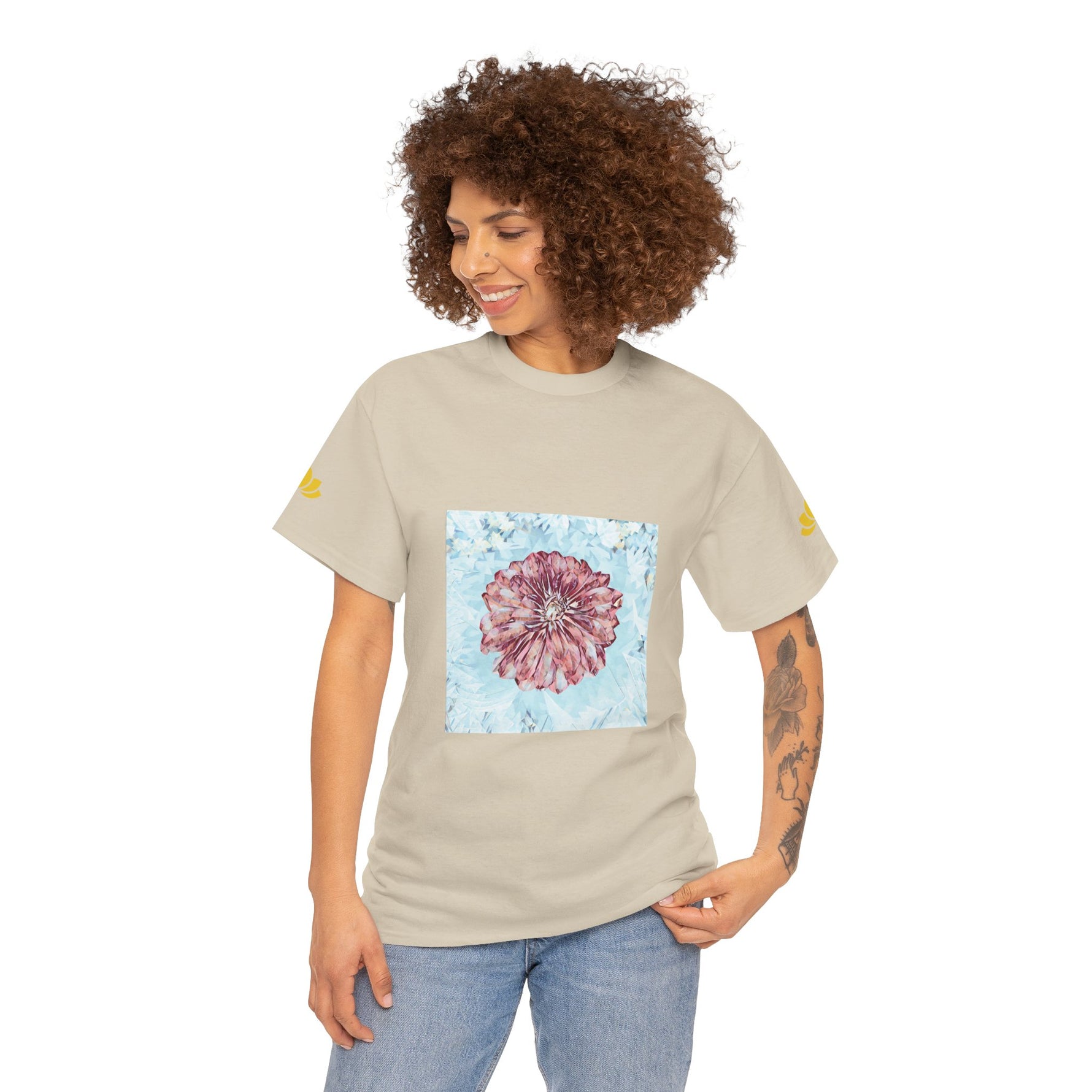 Unisex Heavy Cotton Tee - Poly Art - Flower of Dahlia (Variant 2)