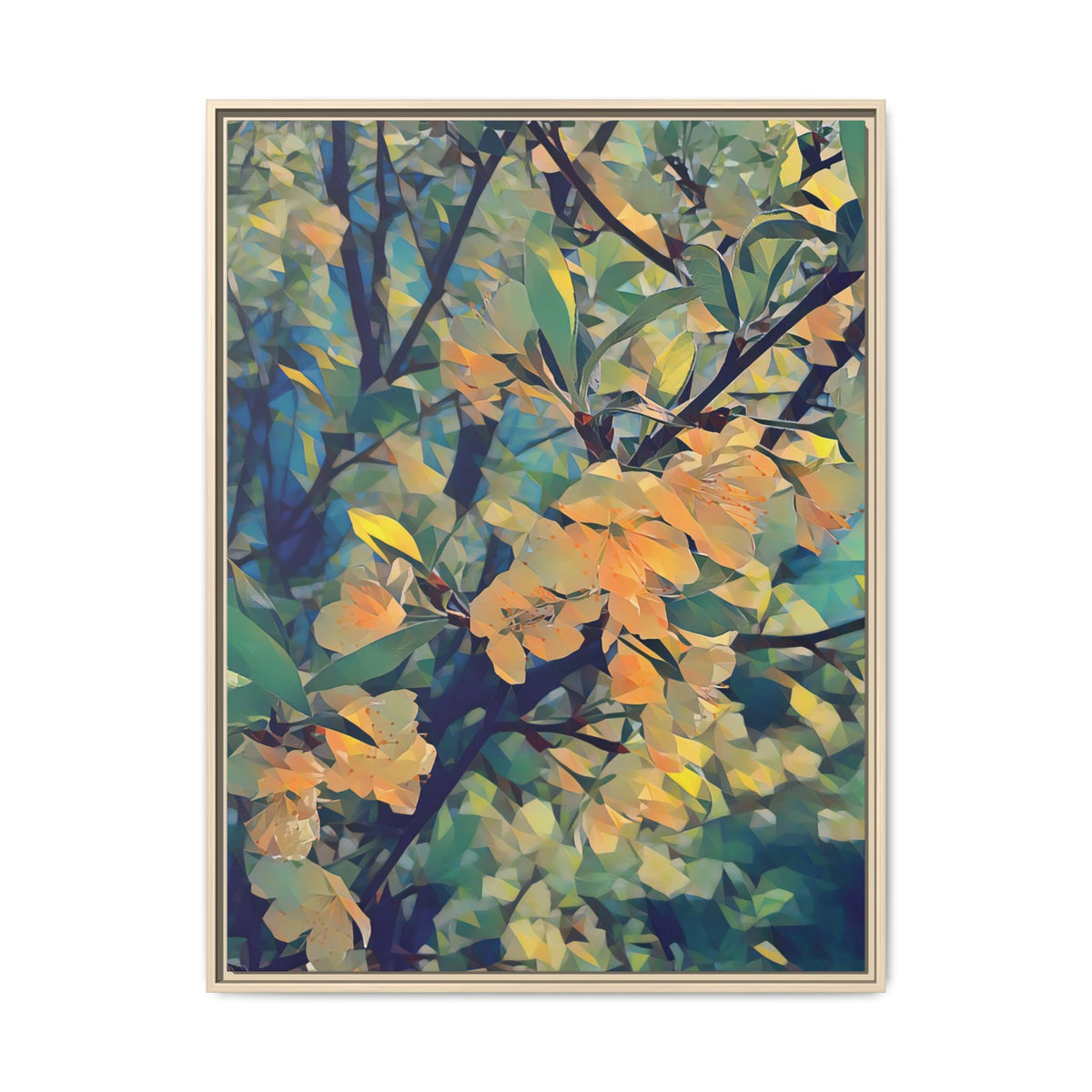 Apple Blossoms (Orange Sunset) | Poly Art | Framed Canvas