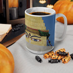 Ceramic White Cup 15oz - Nepal, Stupa with Buddha's Eyes (Variant 2)
