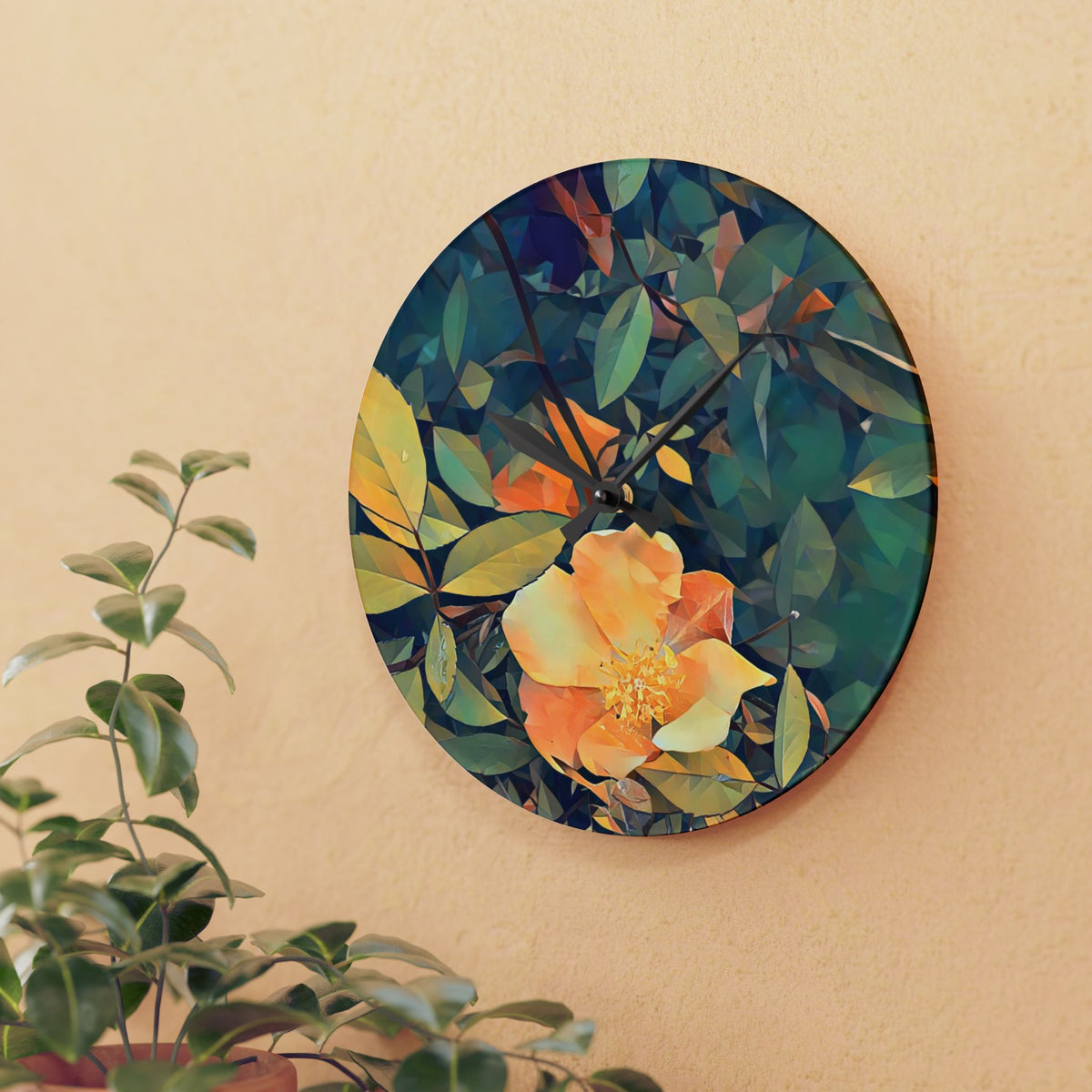 Acrylic Wall Clock - Poly Art - Flower of Rose (Variant 2)