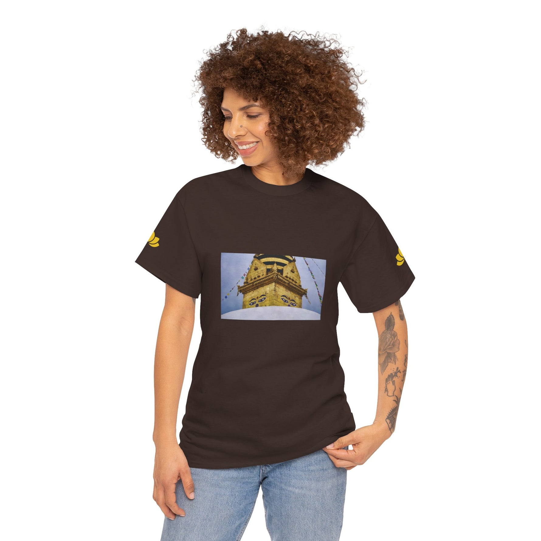 Unisex Heavy Cotton Tee - Nepal, Buddha's Eyes (Variant 4)
