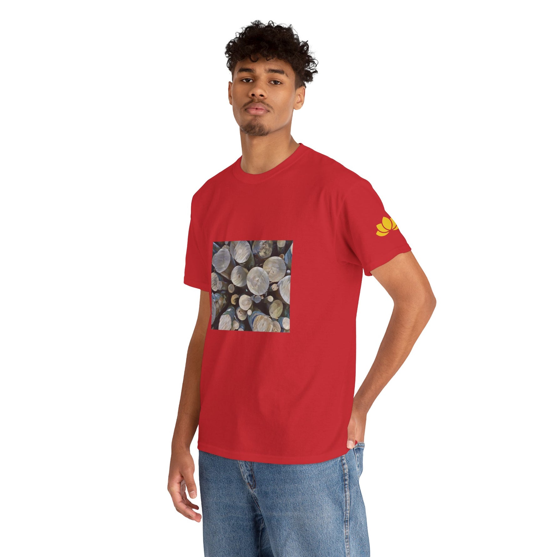 Unisex Heavy Cotton Tee - Poly Art - Wooden Trunks (Variant 1)