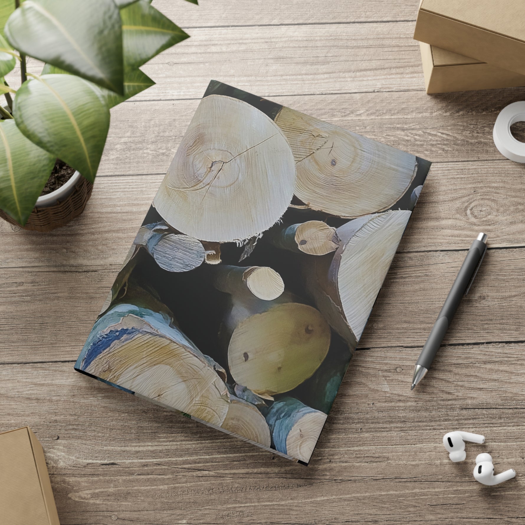 Hardcover Notebook with Puffy Covers - Wooden Trunks (Variant 1)