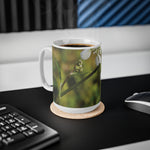 Ceramic White Cup 15oz - Flower with a small insect