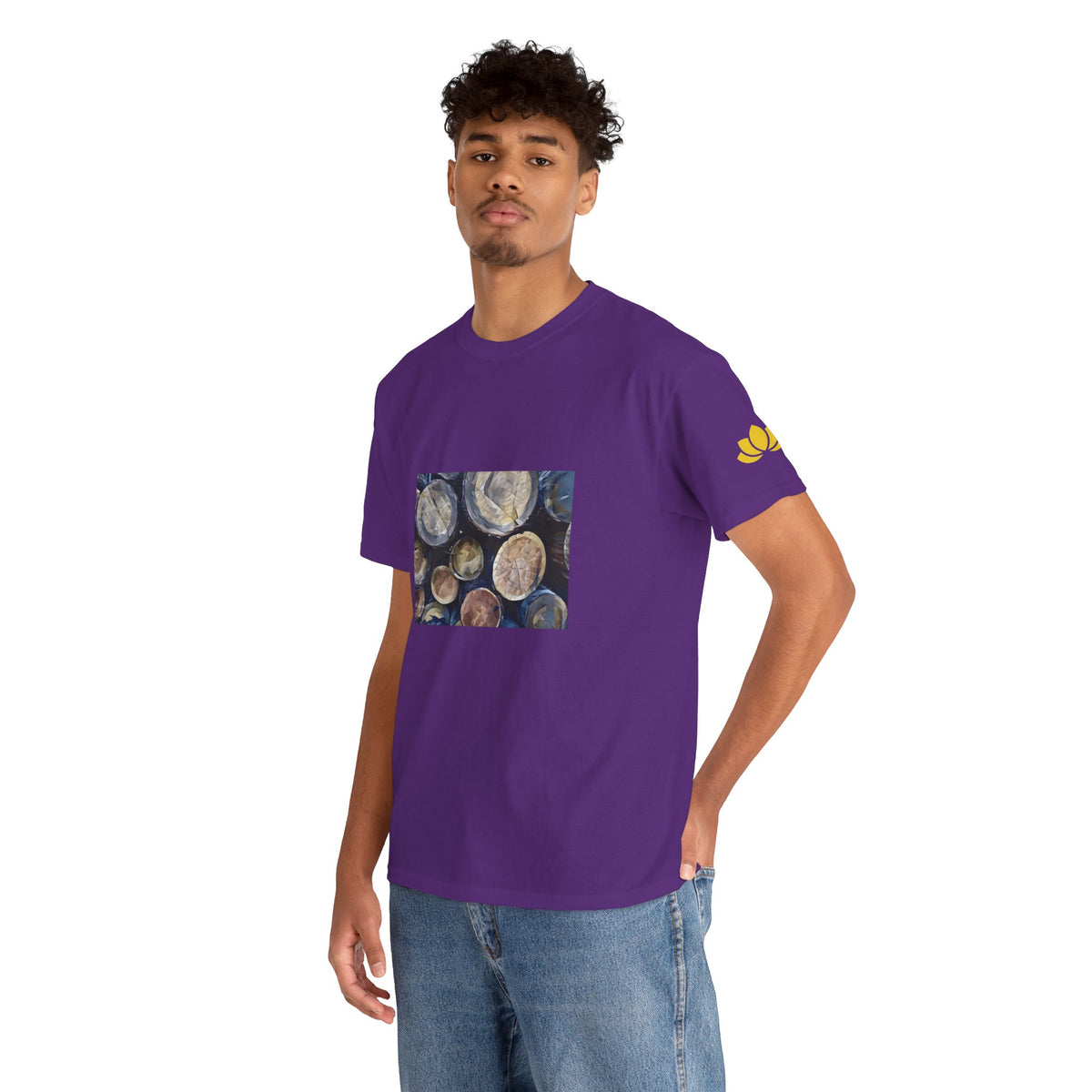 Unisex Heavy Cotton Tee - Poly Art - Wooden Trunks (Variant 2)