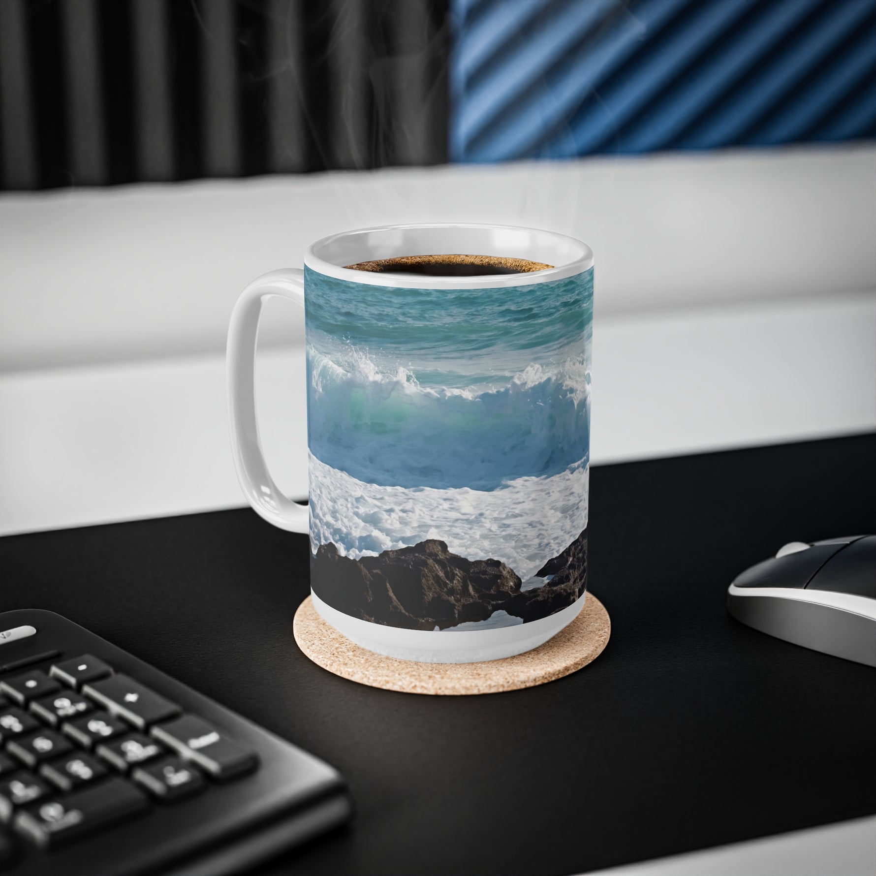 Ceramic White Cup 15oz - Sea (Variant 07)