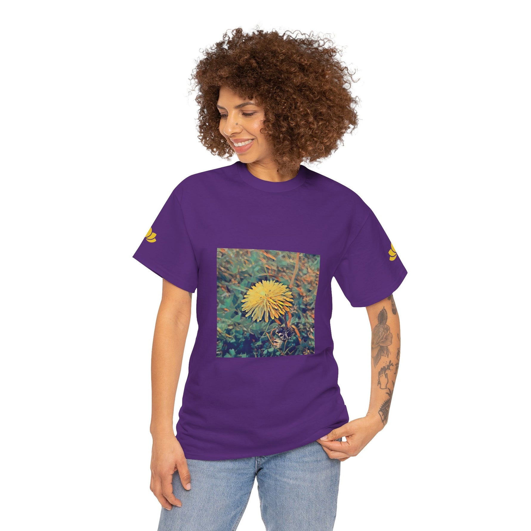 Unisex Heavy Cotton Tee - Poly Art - Flower of Dandelion (Variant 1)
