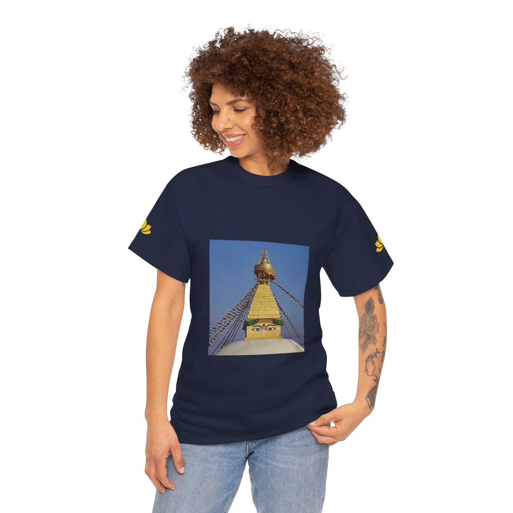 Unisex Heavy Cotton Tee - Nepal, Buddha's Eyes (Variant 3)