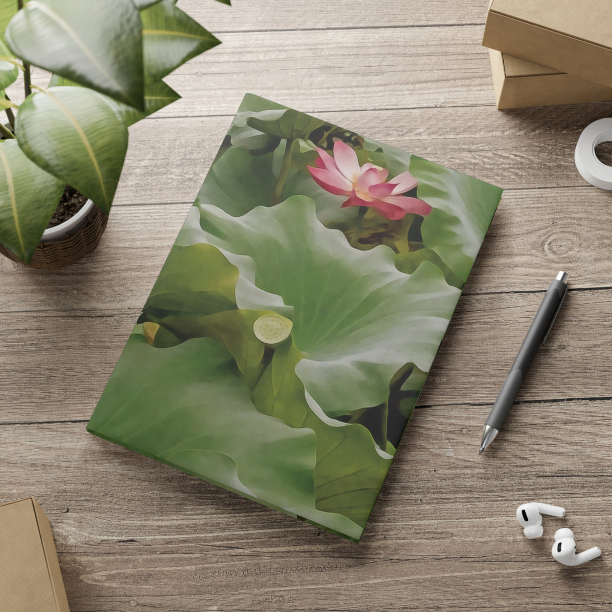 Hardcover Notebook with Puffy Covers - Flower of Lotus