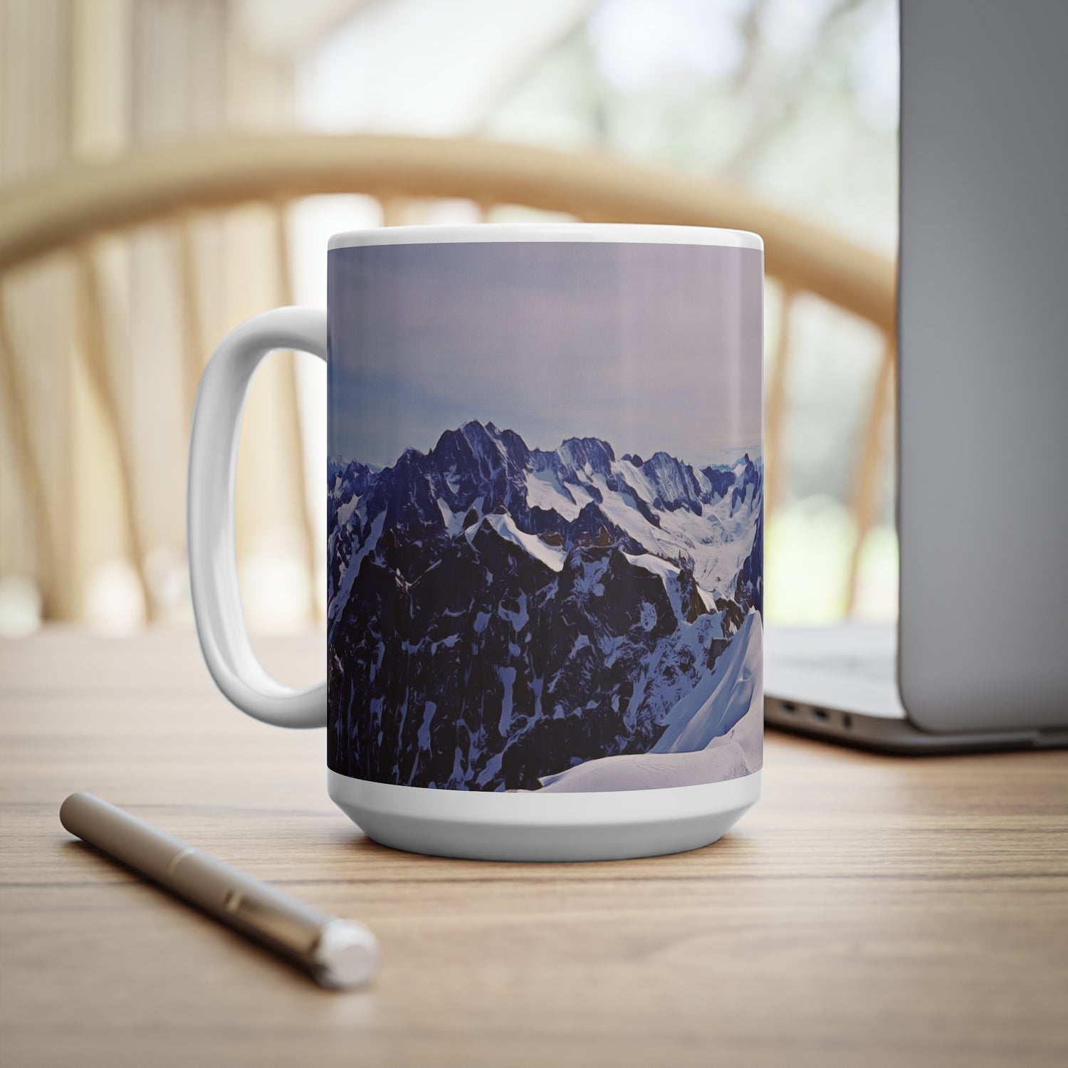 Ceramic White Cup 15oz - View from Mont Blanc (Variant 2)