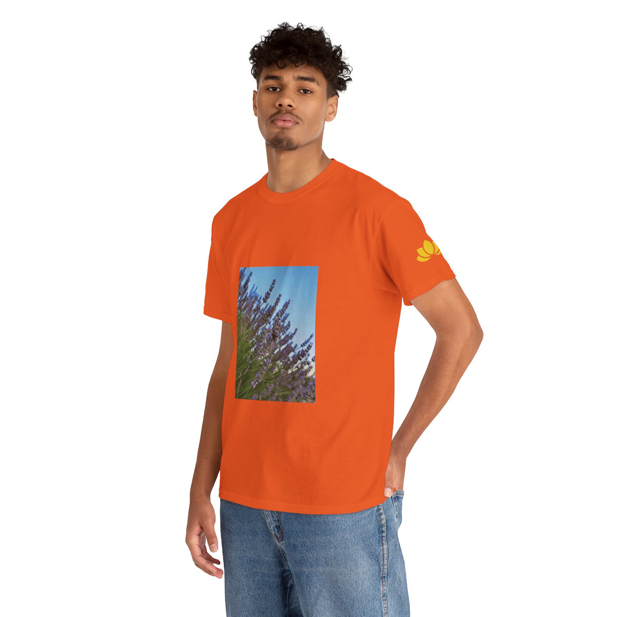 Unisex Heavy Cotton Tee - Flower of Lavender with Bombus