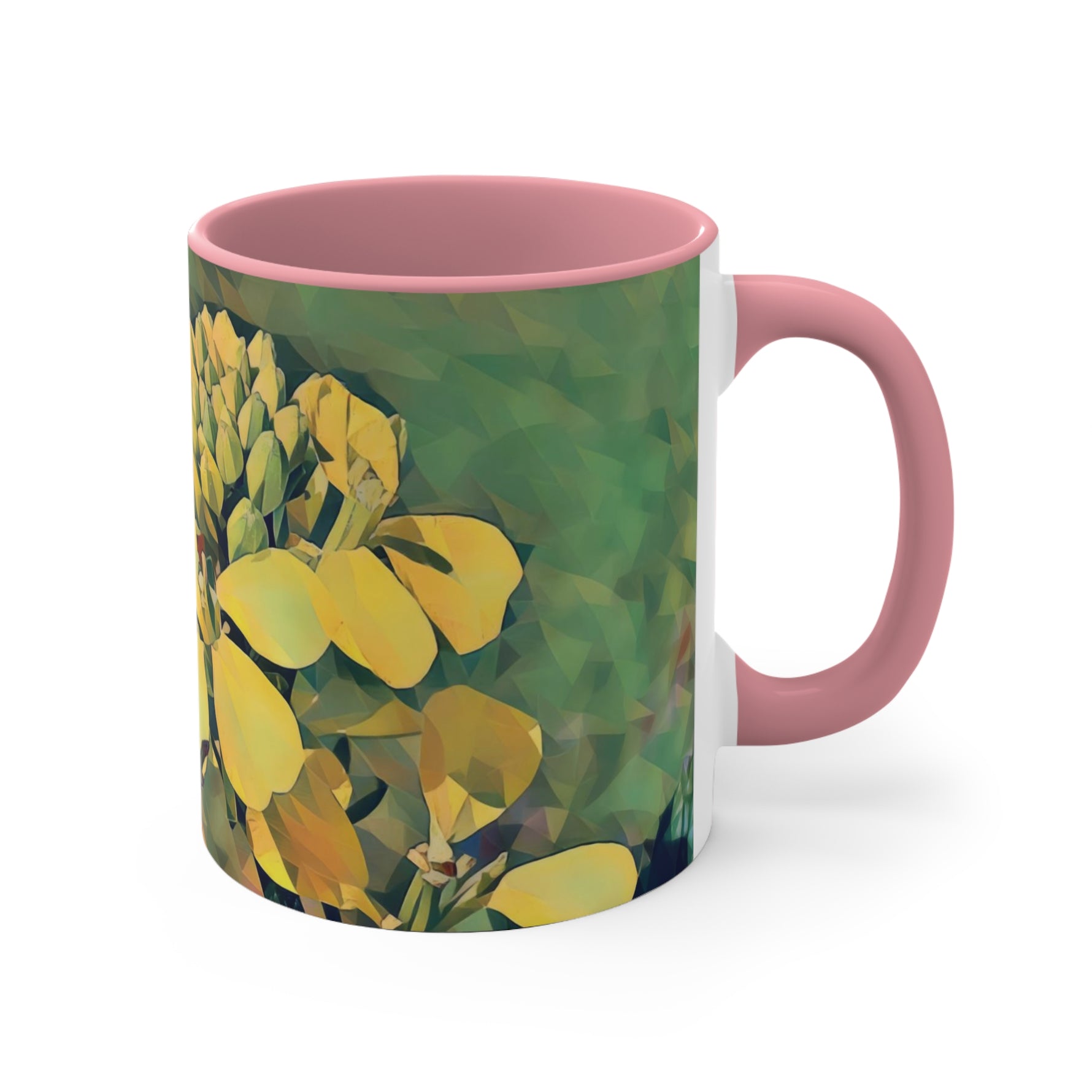 Mug 11oz - Poly Art - Flower, Yellow