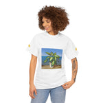 Unisex Heavy Cotton Tee - Dieffenbachia Plant and Sea landscape