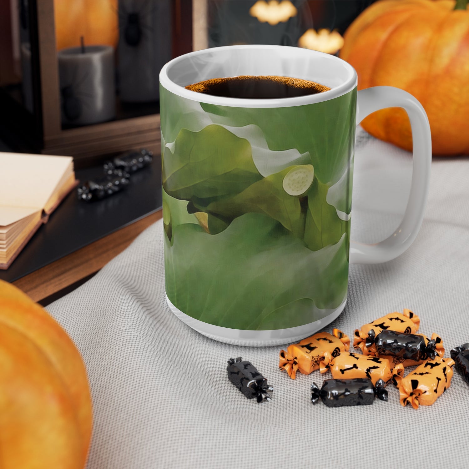 Ceramic White Cup 15oz - Flower of Lotus (Variant 1)