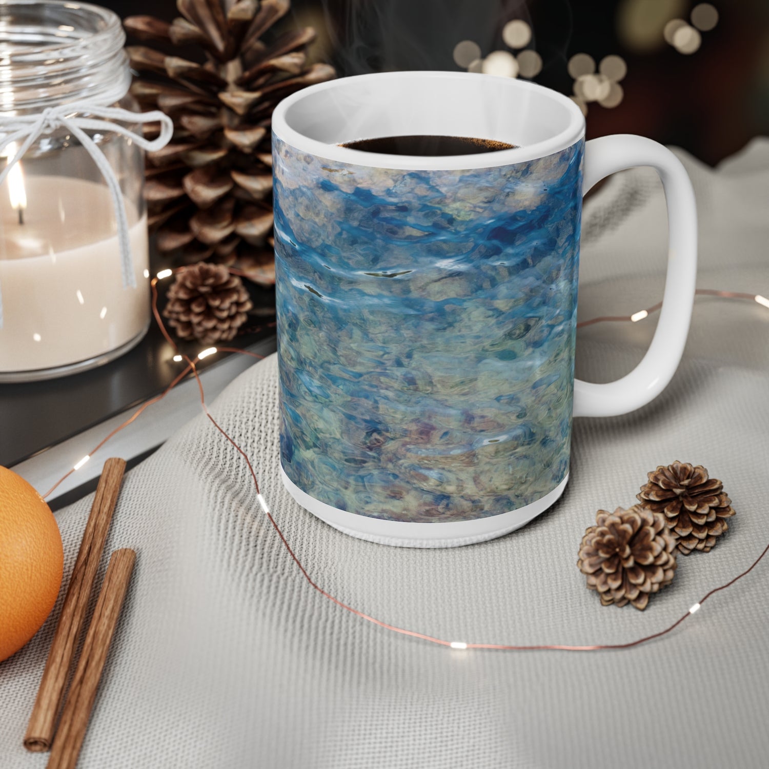 Ceramic White Cup 15oz - Sea (Variant 04)