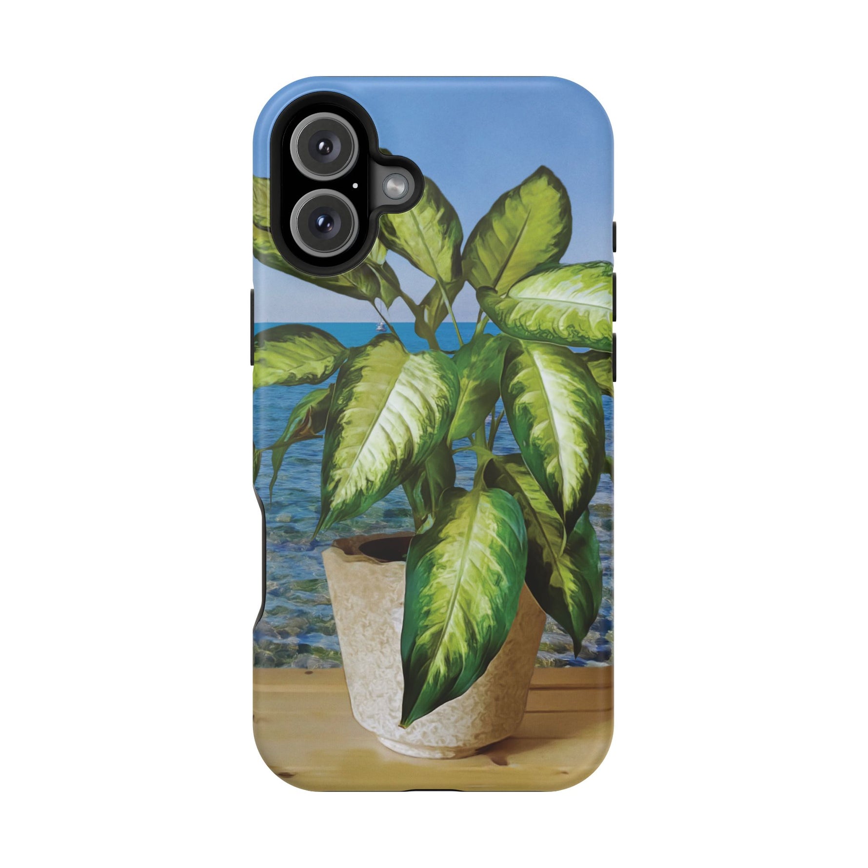 Magnetic Tough Phone Case - Dieffenbachia Plant and Sea