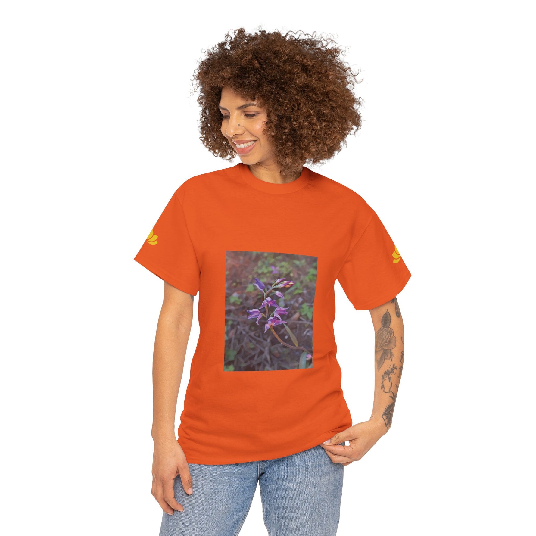 Unisex Heavy Cotton Tee - Poly Art - Flower of Cephalanthera Rubra