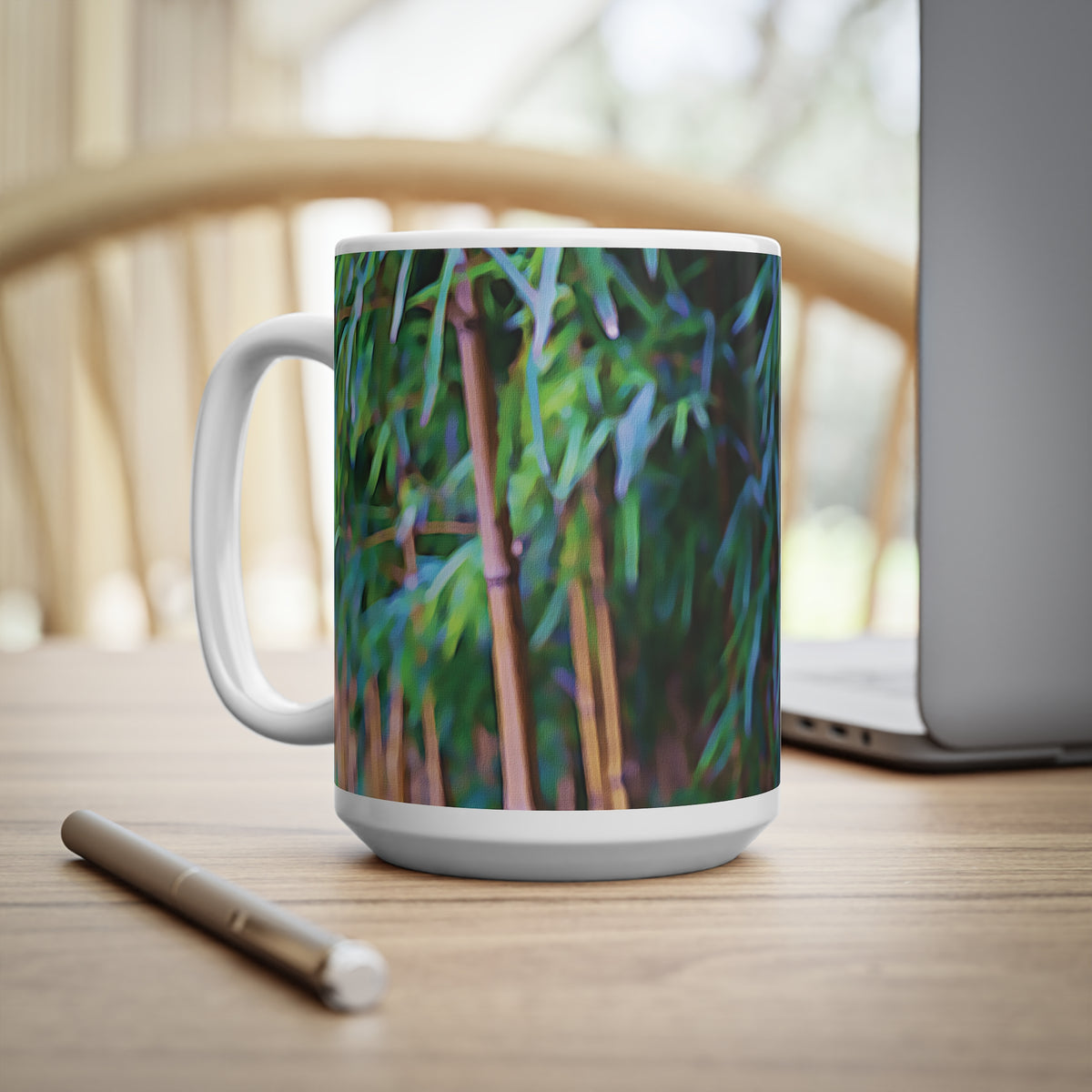 Ceramic White Cup 15oz - Bamboo (Variant 2)