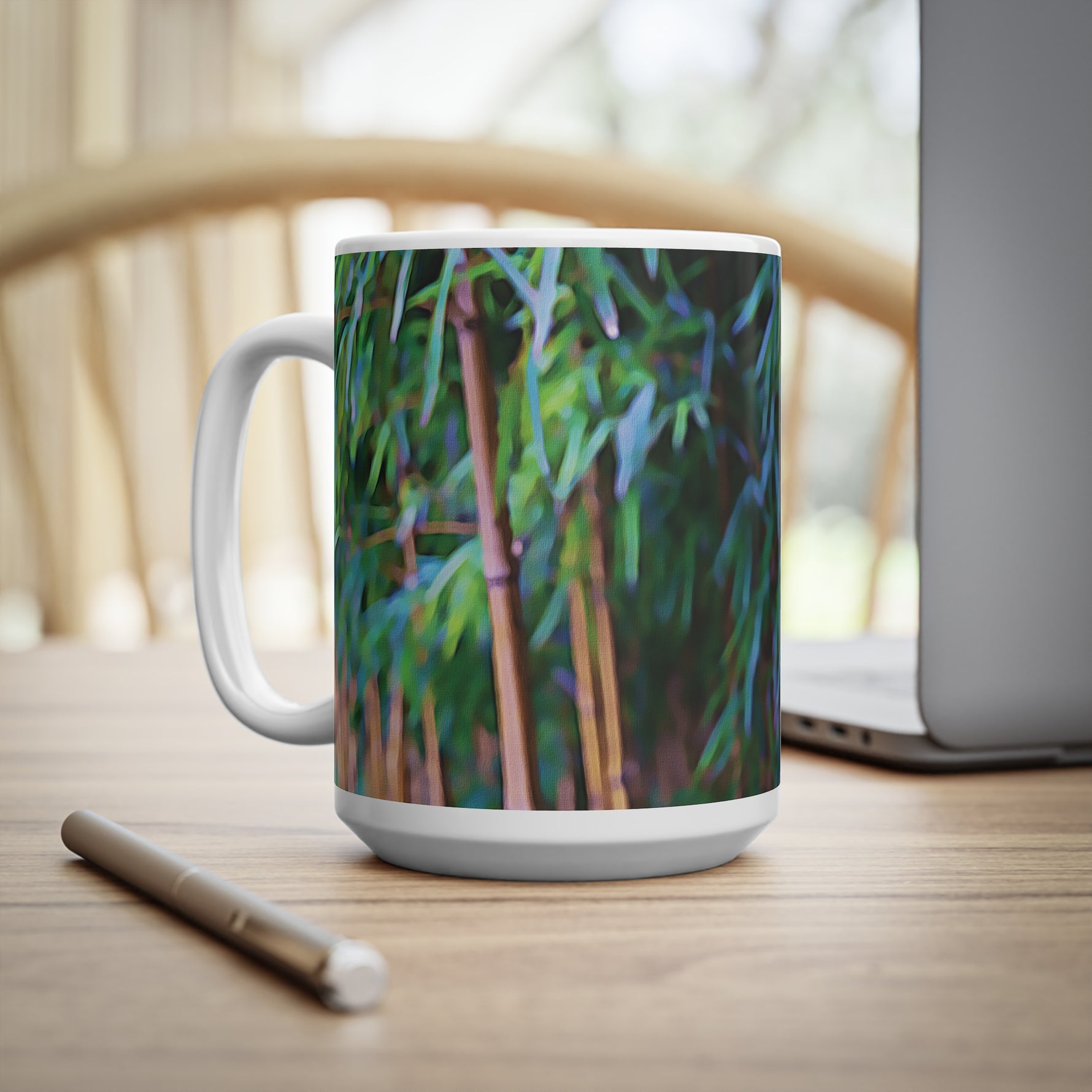 Ceramic White Cup 15oz - Bamboo (Variant 2)