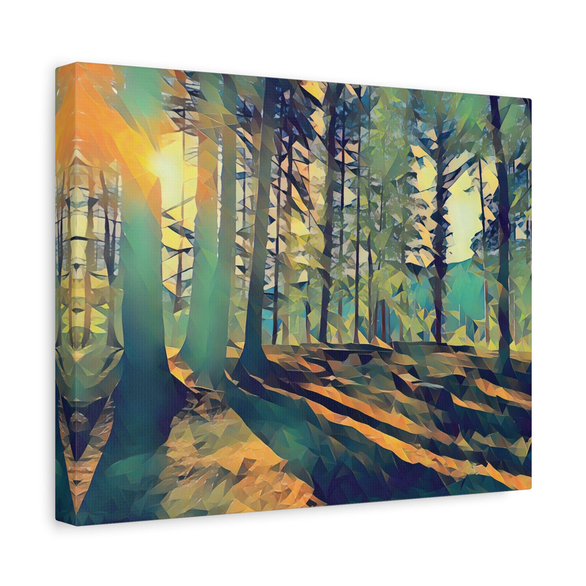 Stretched Matte Canvas - Poly Art - Forest (Variant 09)