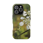 Magnetic Tough Phone Case - Flower, White