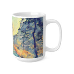 Ceramic White Cup 15oz - Poly Art - Forest (Variant 02)
