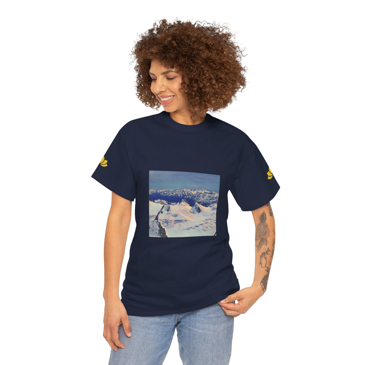 Unisex Heavy Cotton Tee - Poly Art - View from Mont Blanc