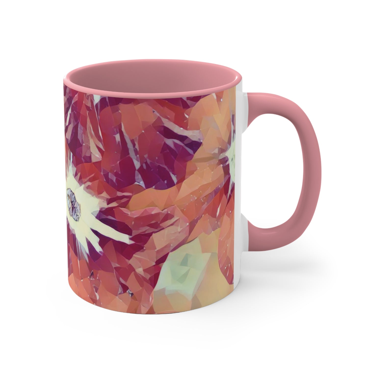 Mug 11oz - Poly Art - Flowers in sky blue and red (Variant 2)