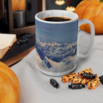 Ceramic White Cup 15oz - Poly Art - View from Mont Blanc