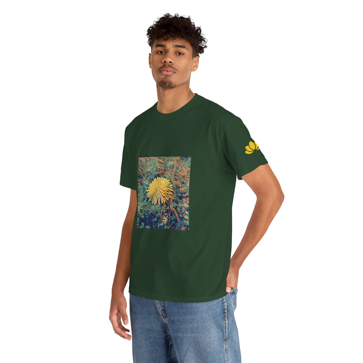 Unisex Heavy Cotton Tee - Poly Art - Flower of Dandelion (Variant 1)