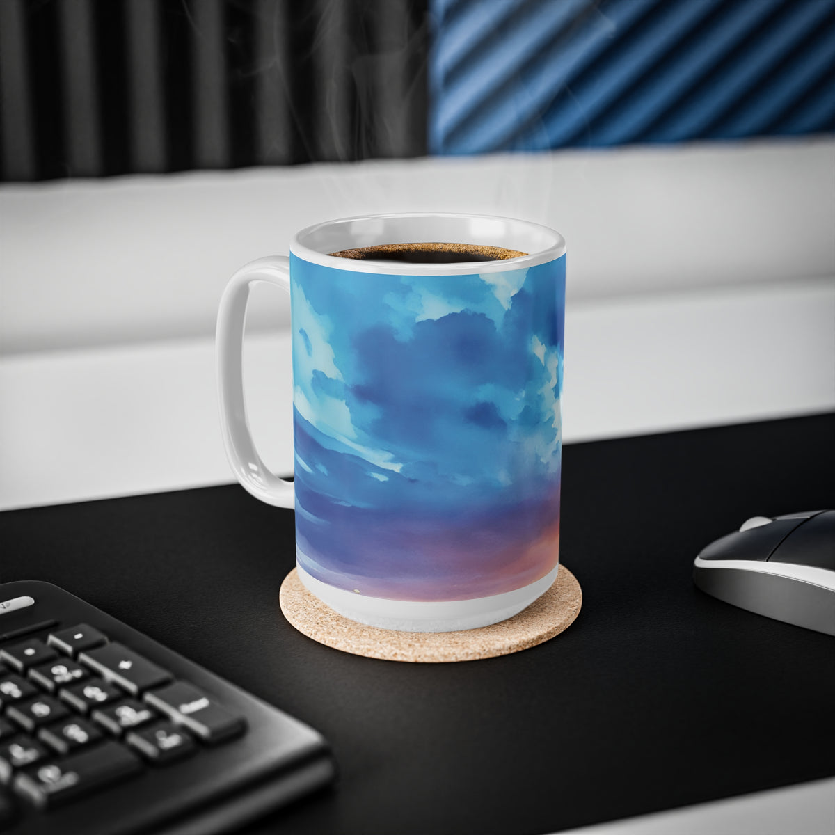 Ceramic White Cup 15oz - Sunset Sky (Variant 2)